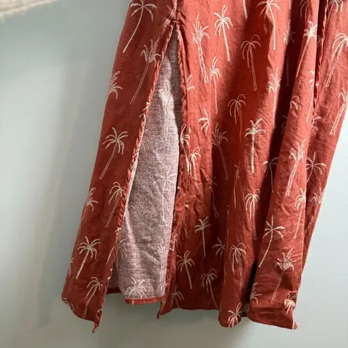 Marine layer Emlyn Midi Wrap Dress Hemp Blend Palm Print Bruschetta Sz M Coastal - Image 10