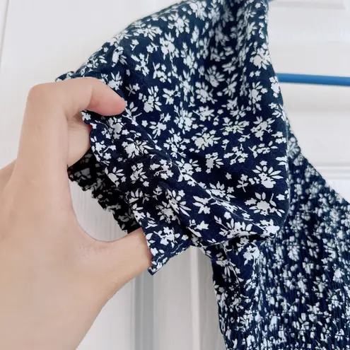 Holloway Hollister Navy Ruched Floral Dress with a Slit