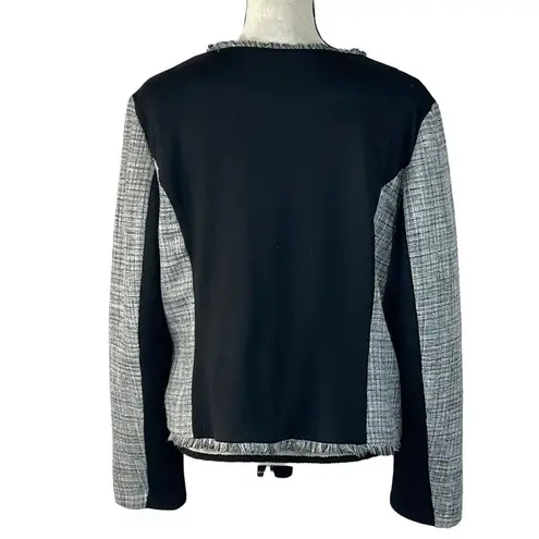 Elle X-Large Zip Blazer Jacket Zip Front Long Sleeve Lined Pockets Fringe Edges