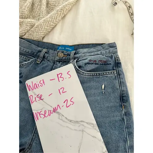 M.I.H. Jeans Women’s 27 Embroidered Caron Wide Leg Blue