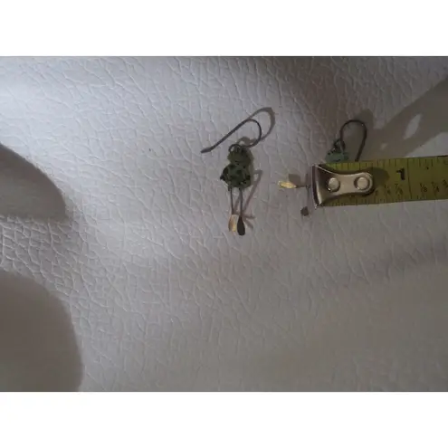 Vintage Green Frog Earrings With Dangle Legs