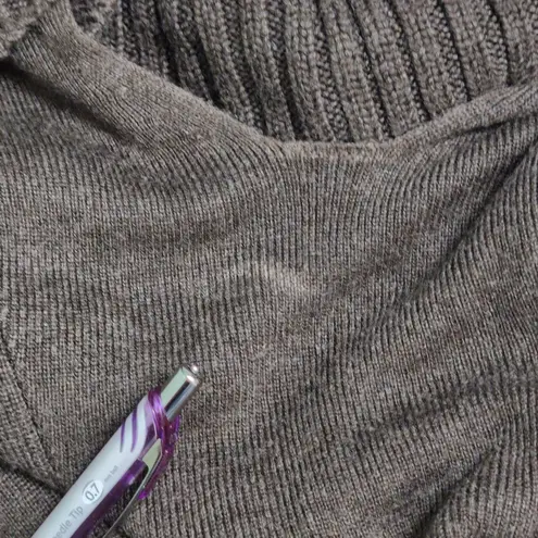 Calvin Klein Brown Knit Sweater Dress S (est.) Cowl Neck Short Sleeve Academia