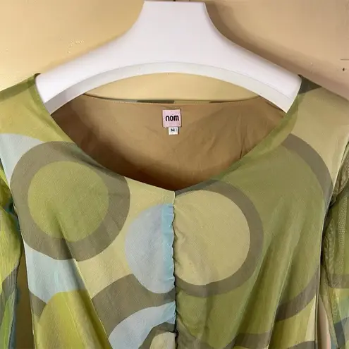 NOM 70s Retro Disco Geometric Dress Women's Medium Multicolor Knee Length Formal Green