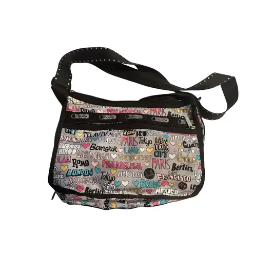 LeSportsac Multicolor City Print Crossbody Bag With Adjustable Strap & Multiple Compartments