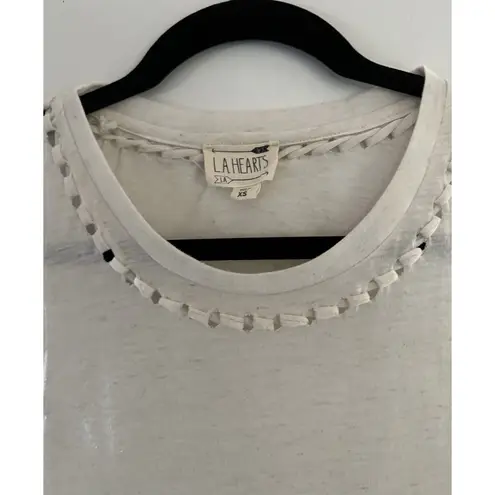 LA Hearts  Off White Boho Tank Top With Fringe Size XS