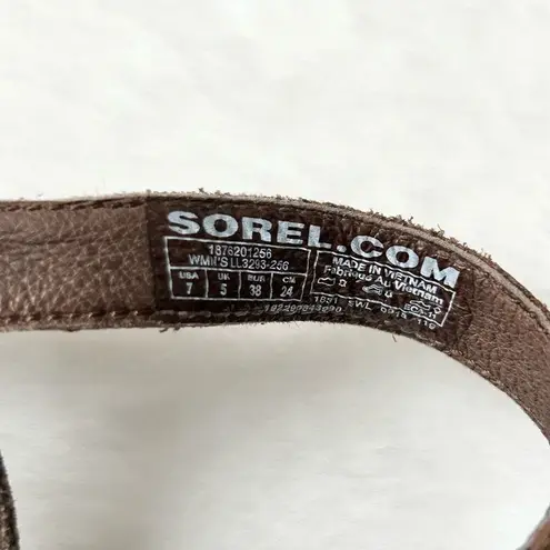 Sorel  Bailee Brown Leather T-Strap Sandal Size 7