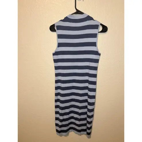 Calvin Klein Jeans Blue Striped Sleeveless Ribbed Knit Bodycon Mini Dress Size M