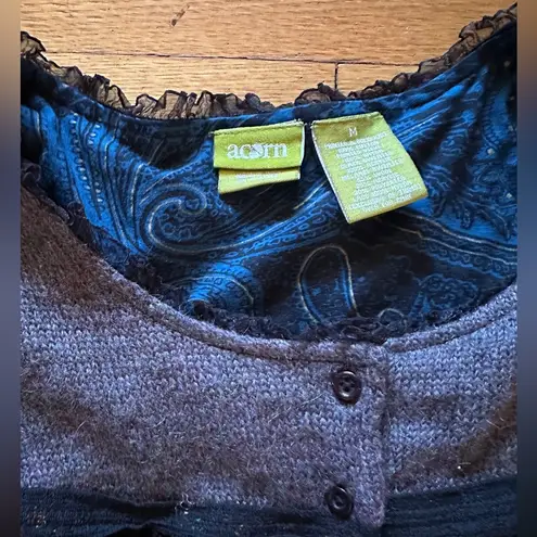 Acorn Mixed Media Cardigan, Size Medium Blue