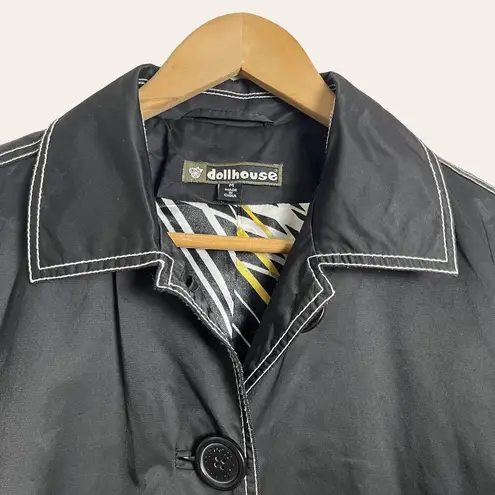 Dollhouse Vintage Black Contrast Stitching Long Coat Size Medium