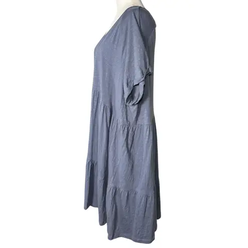 FOR THE REPUBLIC Womens Plus Size Dress 2X Blue Tiered Tunic 95% Cotton Blend