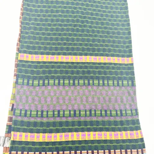 Catherine Andre Quiet Luxury Made in France Plaid Virgin Wool Blend Scarf Shawl Brown