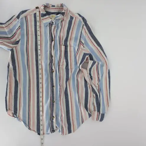 Anthropologie Maeve Chatham Striped Button Down Linen Blend Shirt