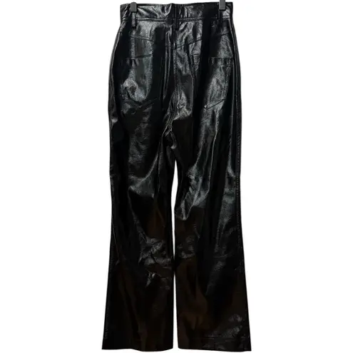 NWT Misha Bertha Black Vegan Leather High Waist Crop Flare Pants Size 2 $238