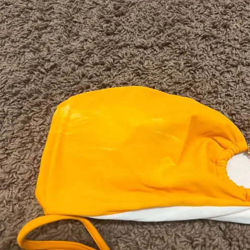 Women's Orange Bandeau Bikini Set with Chain Detail Size Medium NWOT