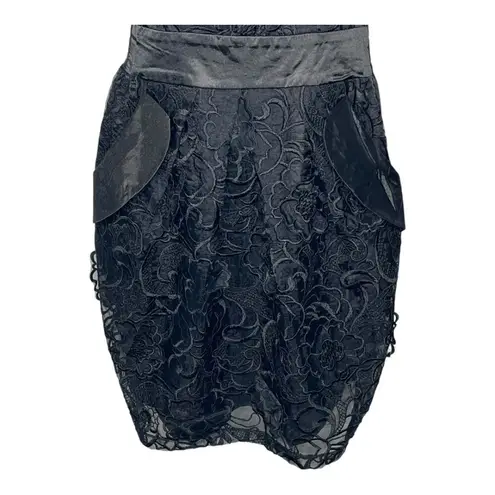 Lucy Paris Lucy & Co. Black Lace Floral Mini Dress Cocktail Pockets Small NWT