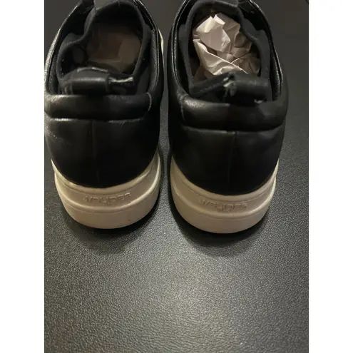 Black Leather Slip On Sneakers Platform Casual Comfort Walking Shoes Size 8