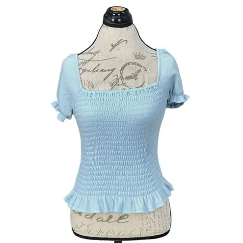 AQUA Womens Blouse Sz Small Smocked Puff Sleeve Boho Cottagecore Coastal Cowgirl