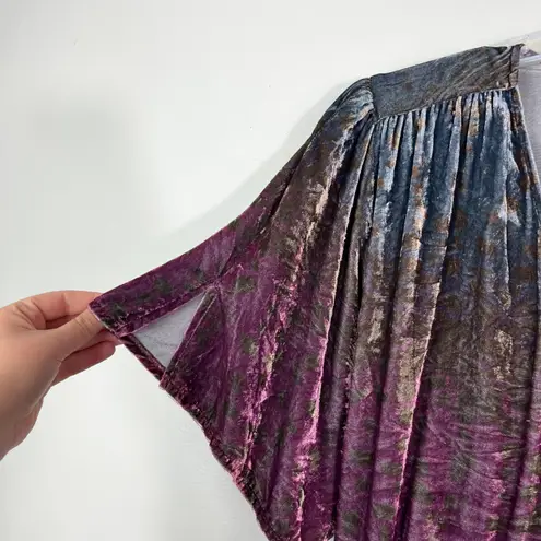 Johnny Was Multicolored Velvet Ombre Leopard Wrap Short Sleeve Dress Large L