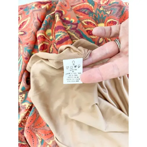 MELLODAY | Smocked Floral Sleeveless Maxi Dress | Orange Mustard Palm | Sz XS