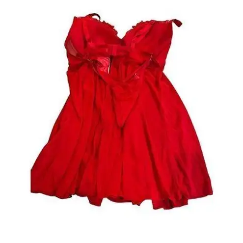 Enchanted Babydoll Red Nightie Sheer With Matching Thong Panty size S/M Size M
