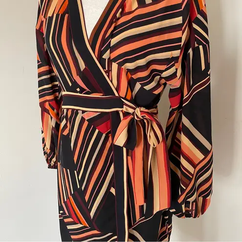 ZARA  Z1975 Basic Denim Striped Long Sleeve Sarong Dress Size M