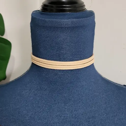 Pink, Tan and Grey Suede Multi String Choker Necklace Set Pink