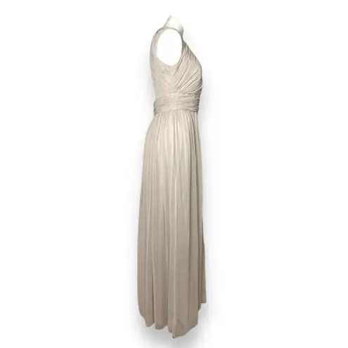 Dessy Collection Dress Halter Maxi Gown Prom Shirred Chiffon Open Back 6 8