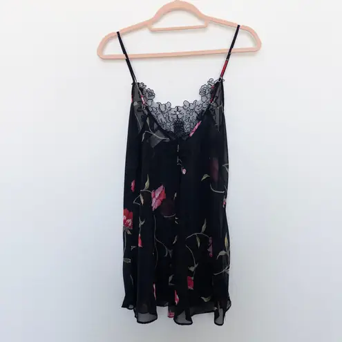 Y2K Private Luxuries Womens Cami Top Size S Floral Lace Lingerie Dark Coquette Black