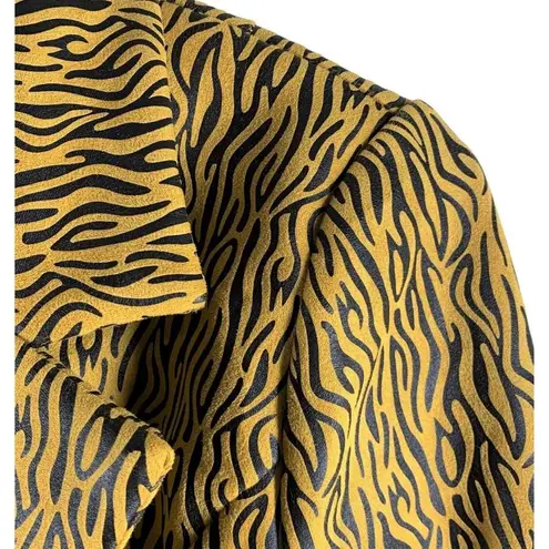 The Sang Gold/Black Tiger Stripe Gathered Coat Dress Long Sleeve Size Medium