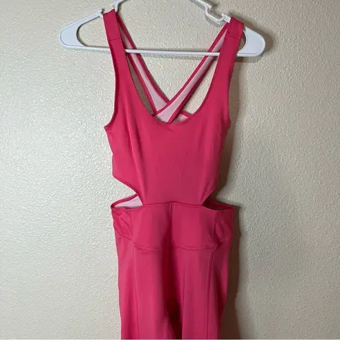 Free People FP movement Rise Pink Back It Up Jumpsuit Bodysuit NEW XS