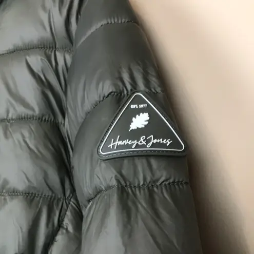 Harvey & Jones Women's Olive Green Nylon Long Line Hooded Puffer Coat Size XXL