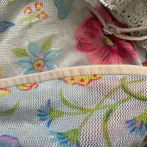 Avon Intimates Slip Dress Floral Butterfly Mesh Nightgown Sleepwear Sheer Sz M Blue Size M