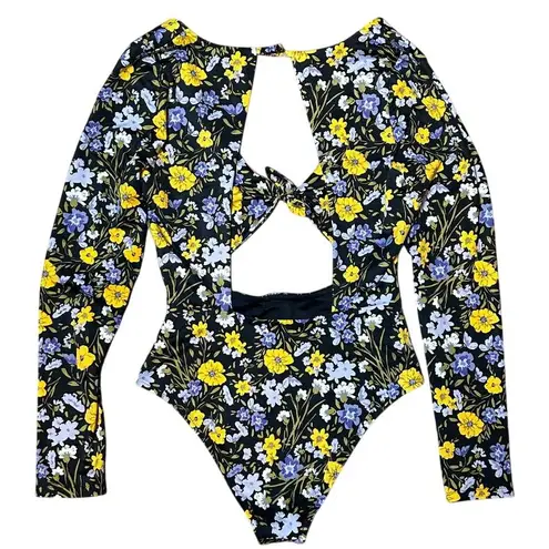 Tori Praver Swimwear Tori Praver Paige Cut-Out Rashguard Size Medium One Piece Swim Suit Floral