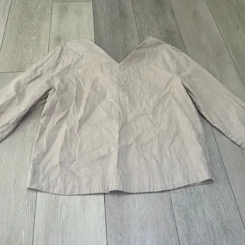 Faherty linen organic long sleeve beige neutral lightweight top size large L Tan