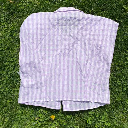 ZARA  purple gingham shoulder pad poplin crop top M