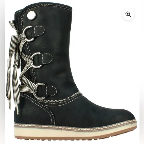 White Mountain TIVIA FAUX SUEDE WATERPROOF BOOTS TIE UP THE BACK PULL ON STYLE 7