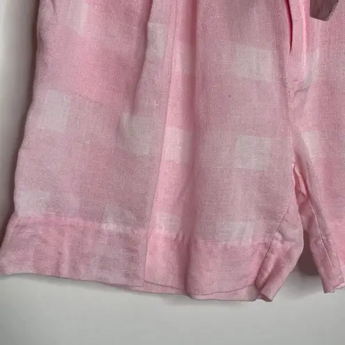 Solid & Striped Paperbag-Waist Plad Linen Shorts Women Pink Small