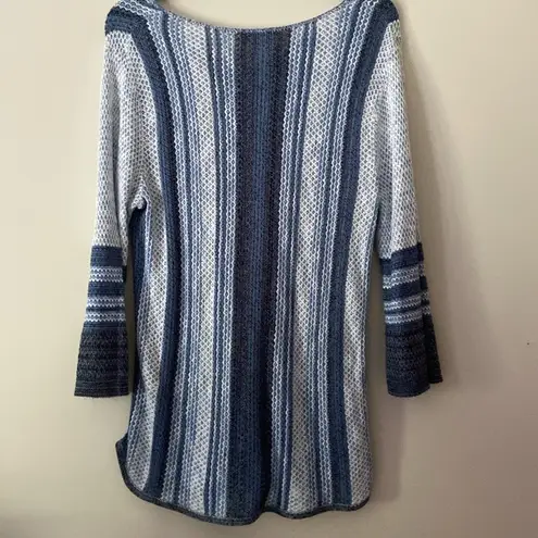 Christopher & Banks Women’s  tunic knit top long sleeve sweater blue striped LP