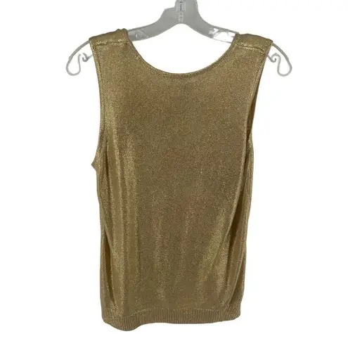 Chico's  Women's Tank Top Sleeveless Blouse Scoopneck Shirt Gold medium