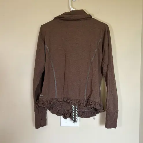 Matilda Jane Stealth Jacket Women Paint By Numbers Ruched Ruffle Brown Zip-Up M