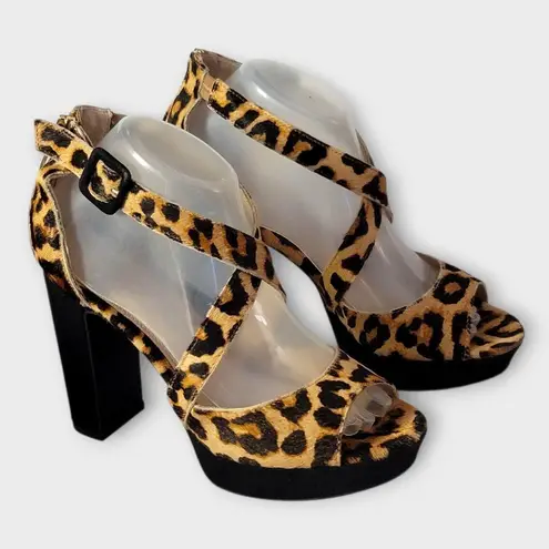 Limelight  Lyanna Animal Leopard Print Platform Peep Toe Chunky Block Heels 8.5 - Image 12