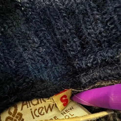 Vintage Alafoos Small Blue Icelandic Wool Button Closure Pocketed Cardigan Vest.