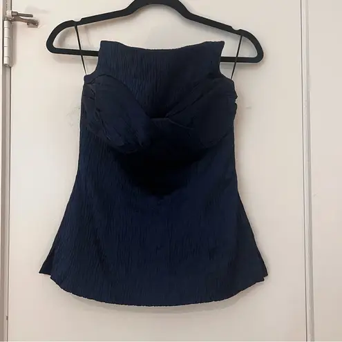 Tove Ida Bow Strapless Top Navy Blue Size 6