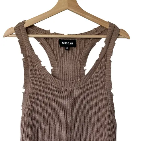 SER.O.YA Yonita dress Cotton knit racerback tan mini tank dress Size XS