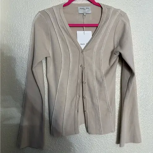 Matin Kim CUT LINE SLIM CARDIGAN IN LIME Size Medium NWT