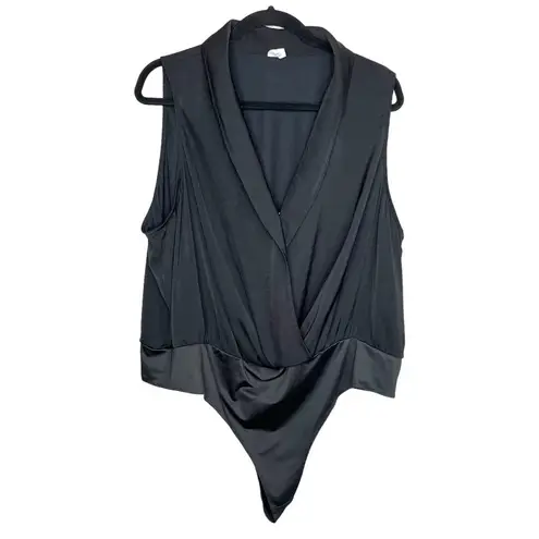 Melrose and Market Black Sleeveless Bodysuit V-Neck faux Wrap plus size Top 3X