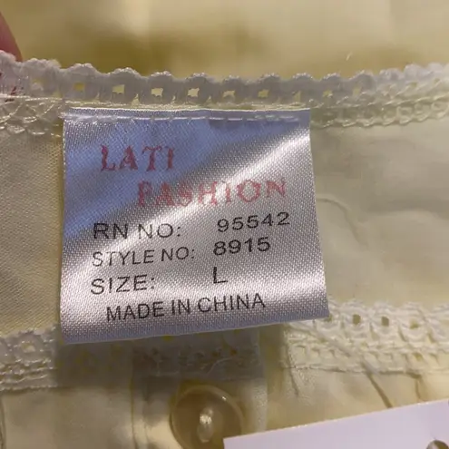 Lati Fashion large women’s yellow intimates long night gown embroidered flowers