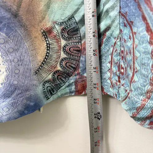 Y2K Keren Hart Medium Colorful Abstract Print Blazer Jacket Wearable Art Funky Blue