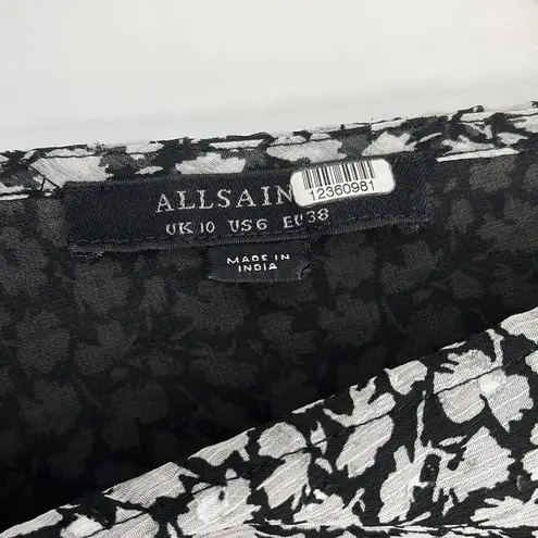 ALLSAINTS Ivey Scatter Dress Black and White Floral Size 6