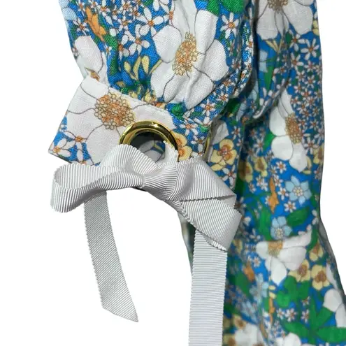 Perseverance London Mambo Floral Puff Sleeve Top Size 6 Floral 100% Linen